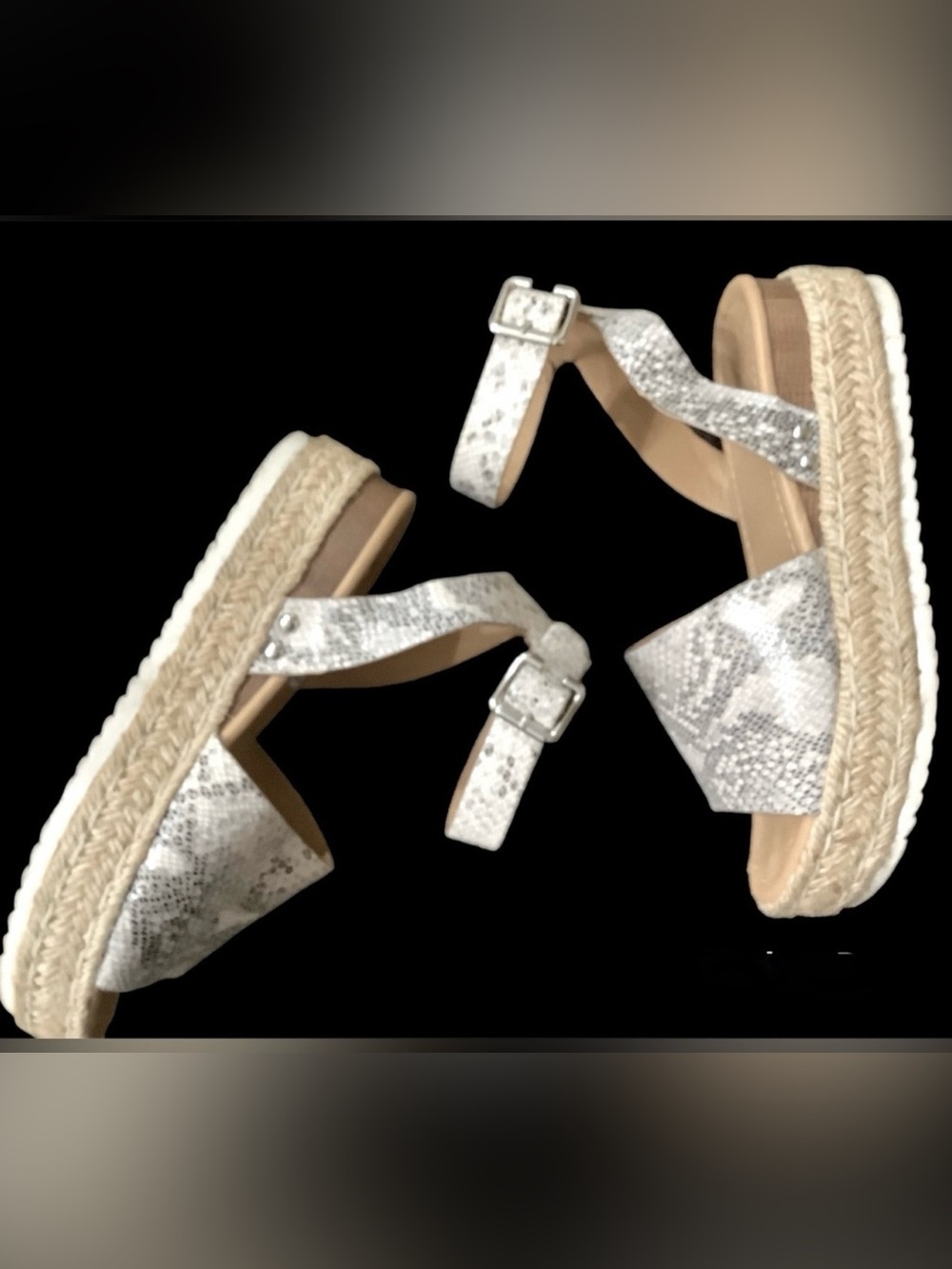 Womens Soda White Snake-Print Sandals